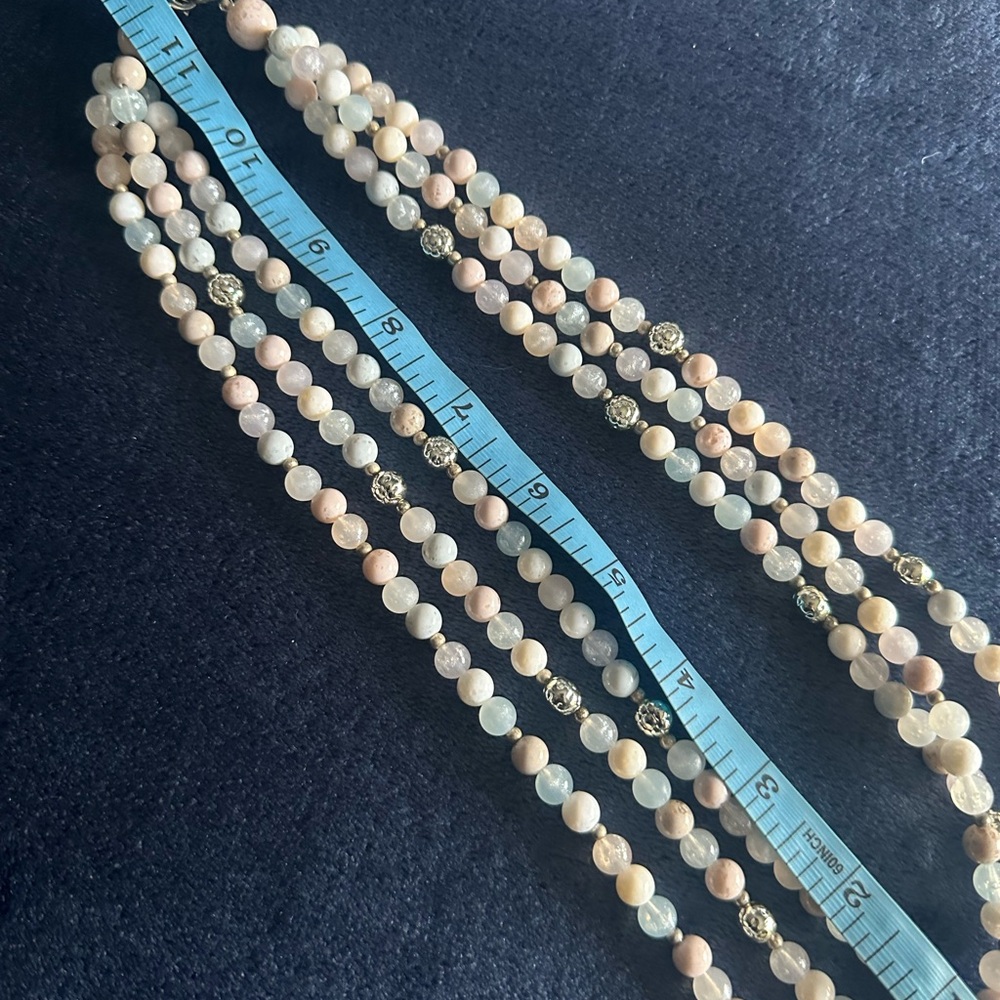 Multi-Strand Pastel Beaded Necklace with Silver Accents - Picture 9 of 15